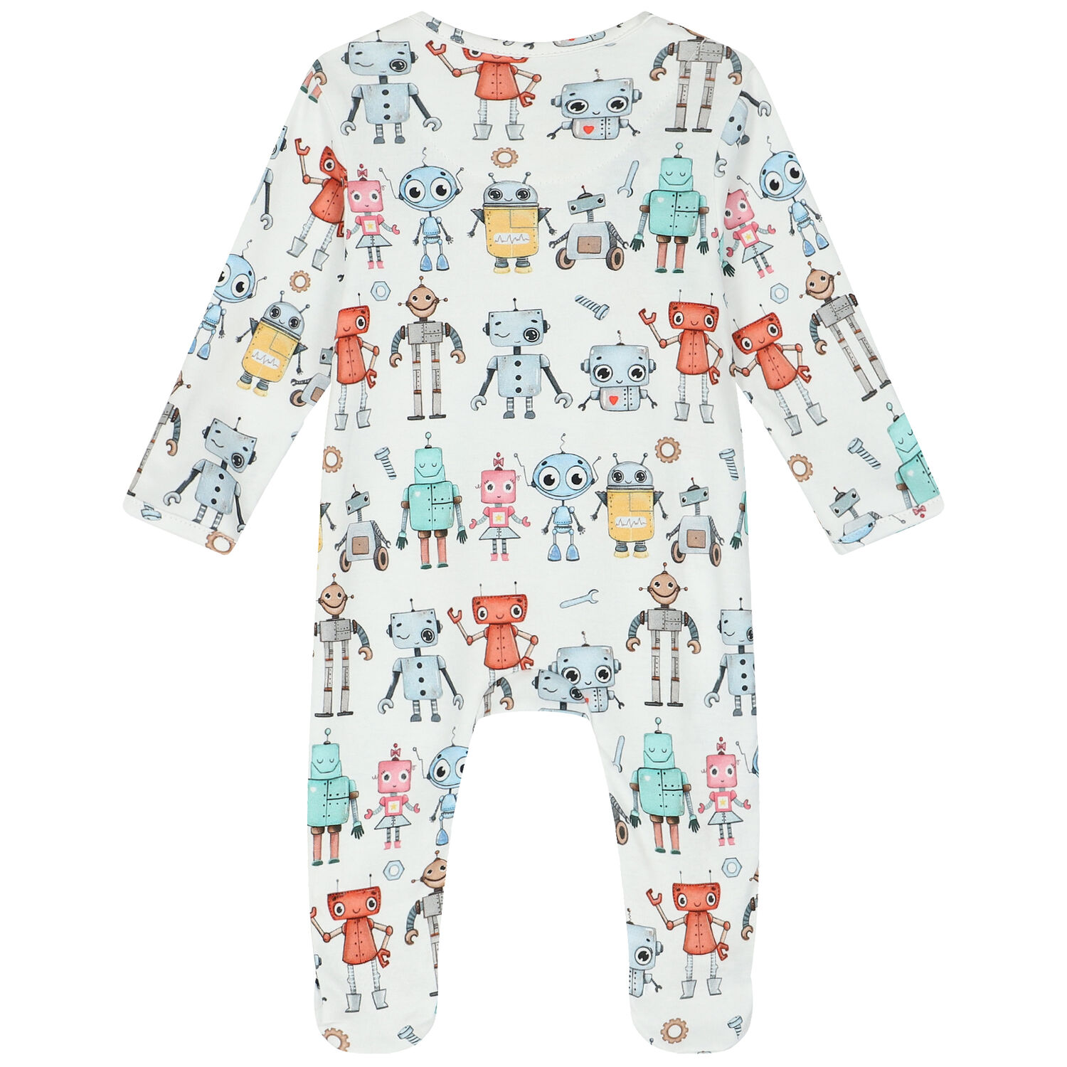 Baby Boys White Robots Babygrow, 1, hi-res image number null